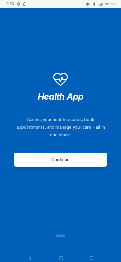 NHS app prototype – welcome screen
